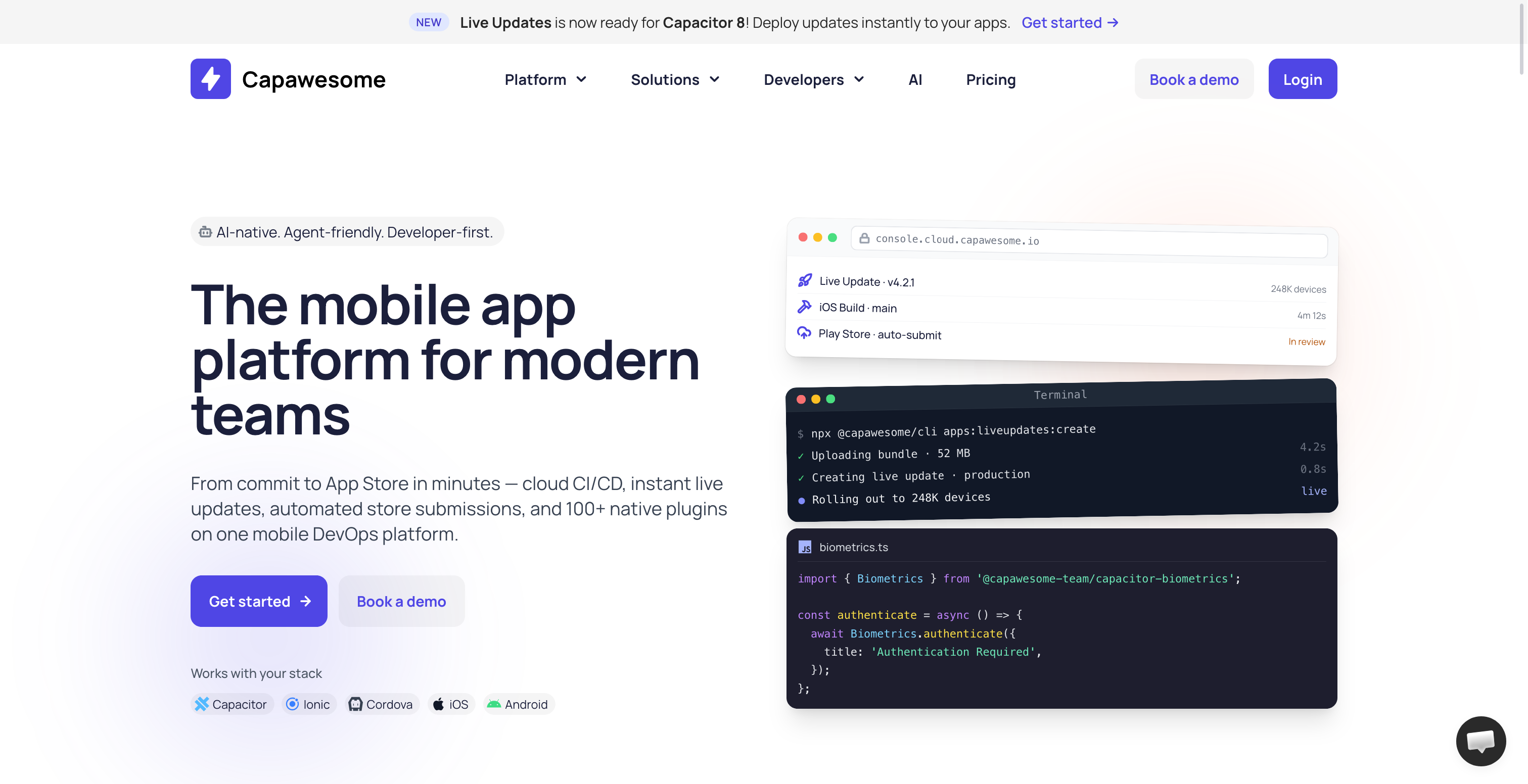 The new Capawesome Platform landing page