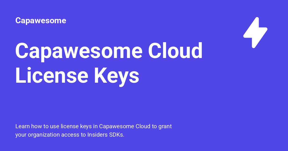 Capawesome Cloud License Keys - Capawesome